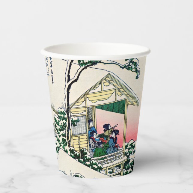 Katsushika Hokusai - Teehaus bei Koishikawa Pappbecher (Vorderseite)