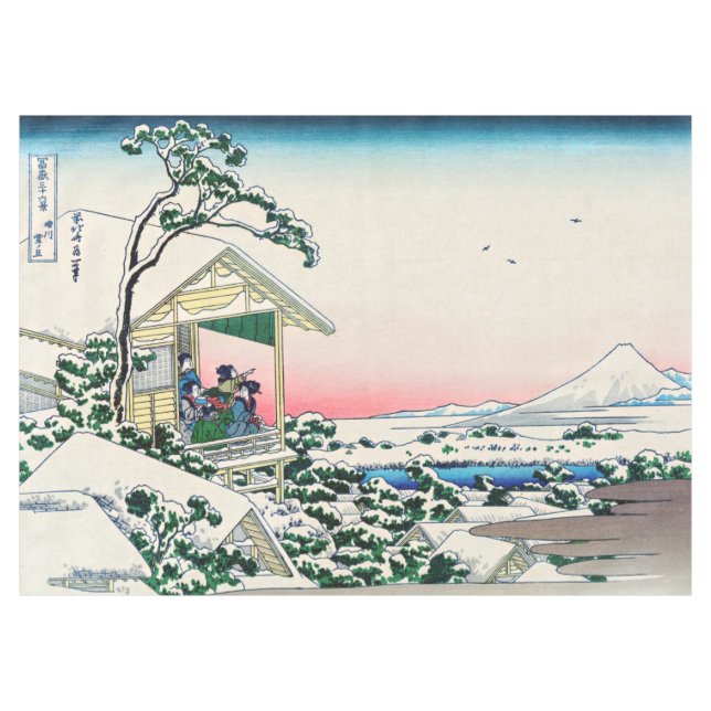 Katsushika Hokusai - Teehaus bei Koishikawa Tischdecke (Vorderseite (Horizontal))