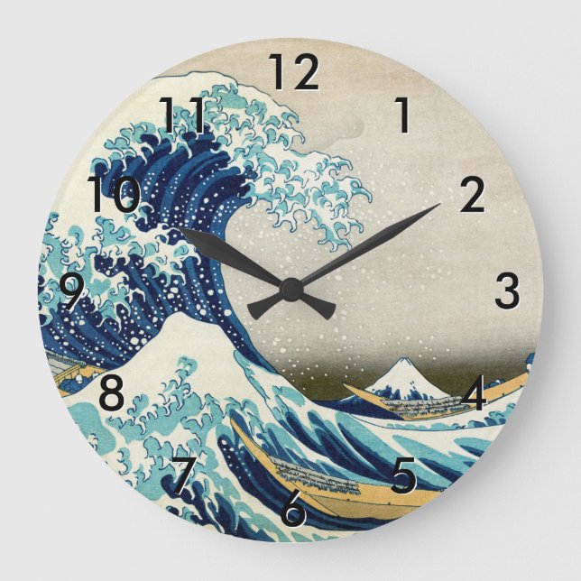 Katsushika Hokusai - The Great Wave off Kanagawa Große Wanduhr (Vorderseite)