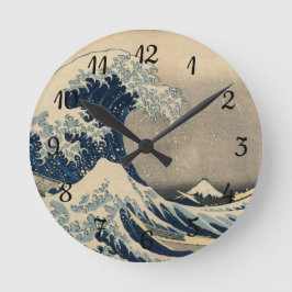 Katsushika Hokusai. The Great Wave off Kanagawa Runde Wanduhr
