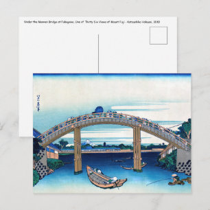 Katsushika Hokusai - Unter der Mannen-Brücke, Fuka Postkarte