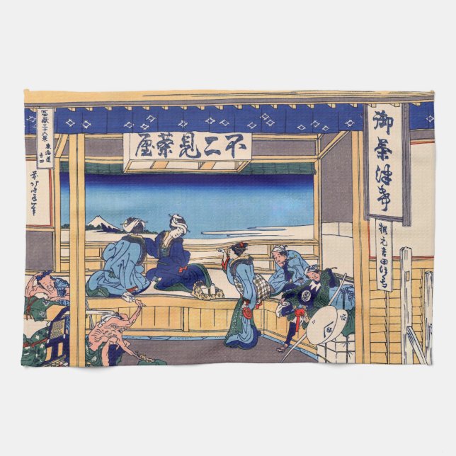Katsushika Hokusai - Yoshida auf dem Tokaido Geschirrtuch (Horizontal)