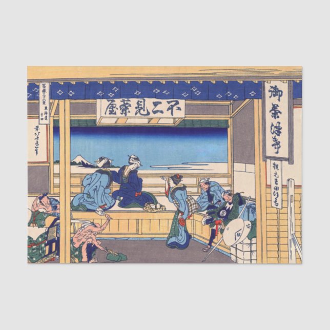 Katsushika Hokusai - Yoshida auf dem Tokaido Seidenpapier (Vorderseite)