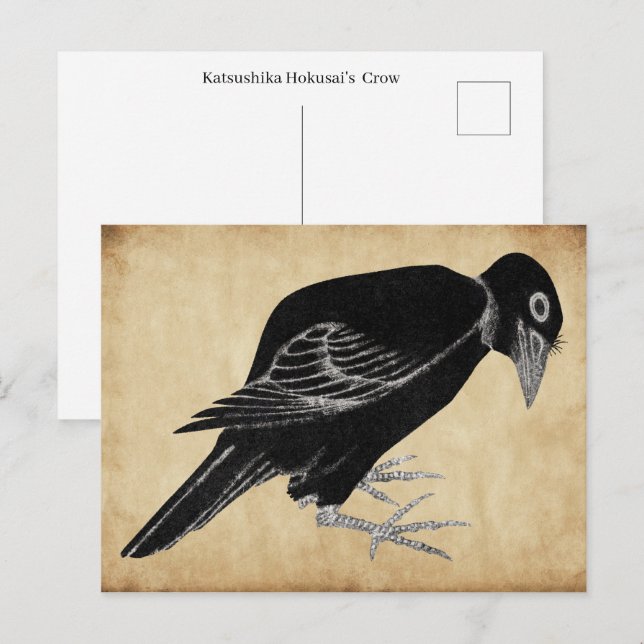 Katsushika Hokusais Crow 1814 Postkarte (Vorne/Hinten)