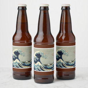 Katsushika Hokusai's The Great Wave off Kanagawa Bierflaschenetikett