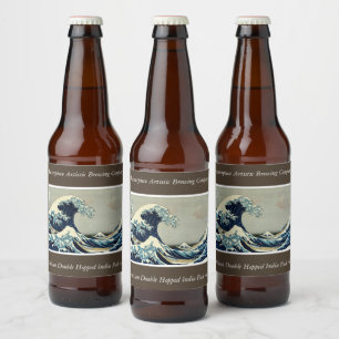 Katsushika Hokusai's The Great Wave off Kanagawa Bierflaschenetikett