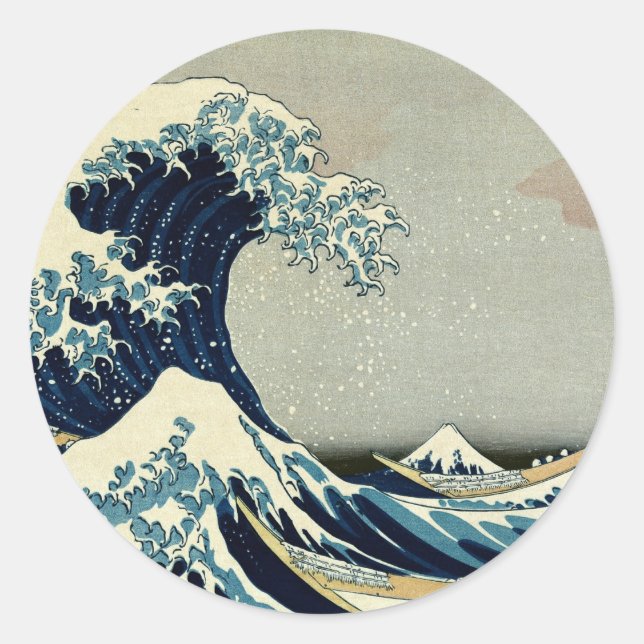 Katsushika Hokusai's The Great Wave off Kanagawa Runder Aufkleber (Vorderseite)