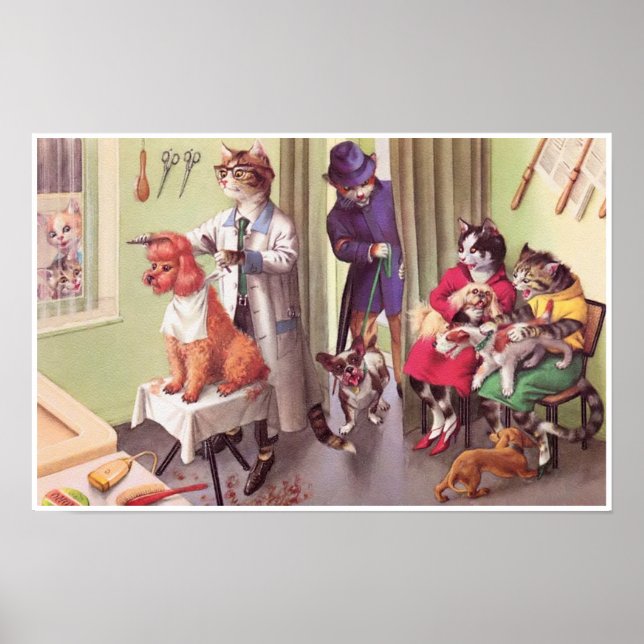 KATWALKS: Bulldog im Barbers Poster Art (Vorne)