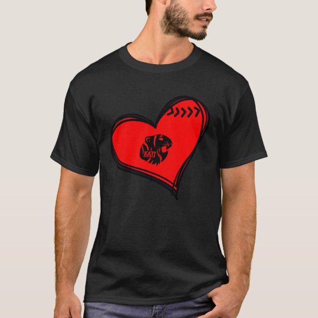 Katy Tigers Baseball Heart T-Shirt (Vorderseite)