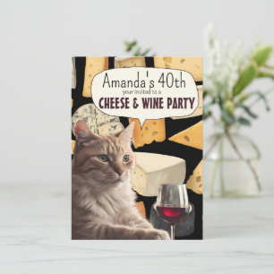 Katz Käse- und Weinparty lustige Party-Einladung Einladung