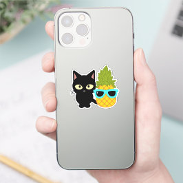 Katz und Ananas sind die besten Freunde Aufkleber