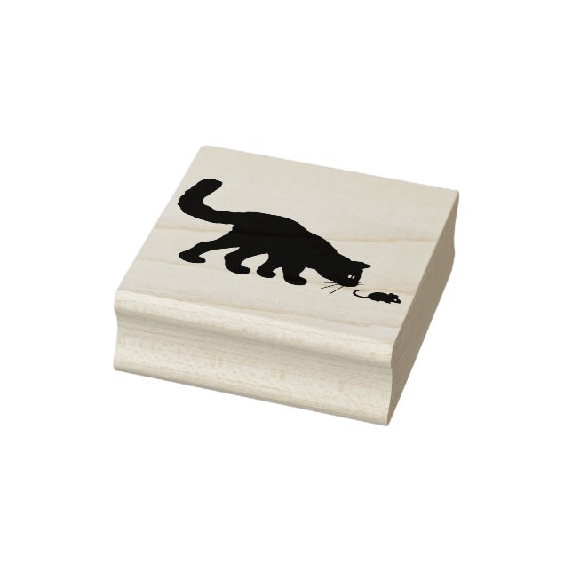 Katz- und Maus-Silhouette Briefmarke Gummistempel (Stempel)
