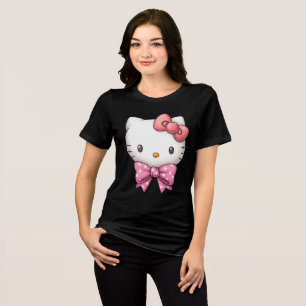 Kätzchen-Anhänger mit rosa Schleife Tri-Blend Shirt