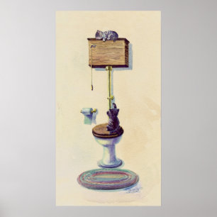 KÄTZCHEN auf der TOILETTE durch SHARON SHARPE Poster