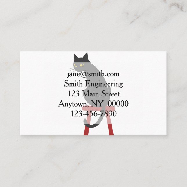 Kätzchen auf Holzhocker - Rücken Farbe Visitenkarte (Vorderseite)