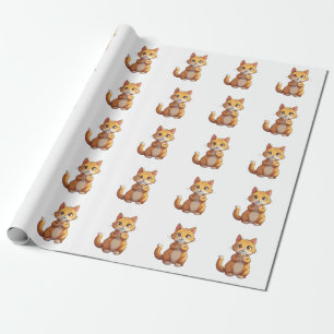 Kätzchen beim Kaffeetrinken Geschenkpapier