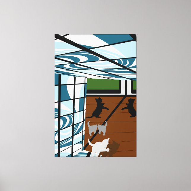 Kätzchen beim Spielen Leinwanddruck (Vorderseite)