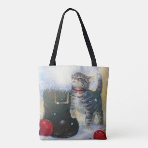 Kätzchen beim Weihnachtsboot Tasche