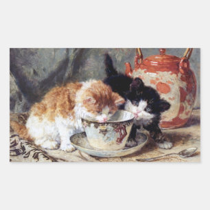 Kätzchen & Cream Vintage Art Henriette Ronner Knip Rechteckiger Aufkleber