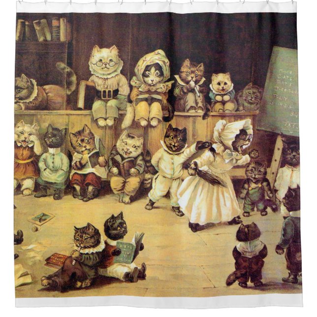 Kätzchen der Schule einer Katze, Louis Wain Duschvorhang (Vorderseite)