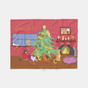 Kätzchen Erste Weihnacht Fleecedecke