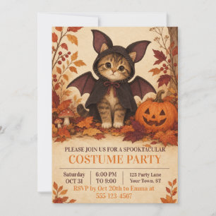 Kätzchen-Fledermaus-Kostüm Halloween-Party-Einladu Einladung