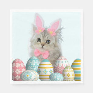 Kätzchen-Foto mit Hasenohren  Serviette