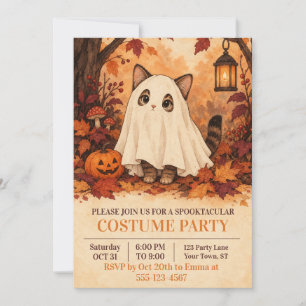 Kätzchen-Geisterkostüm Halloween-Party-Einladung Einladung
