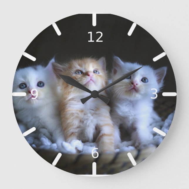 Kätzchen Große Wanduhr (Vorderseite)