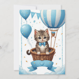 Kätzchen-Heißluftballon-Baby-Party 🐱 Einladung