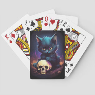 Kätzchen-Horror-Schädel Spielkarten