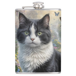 Kätzchen im Blumengarten Flachmann