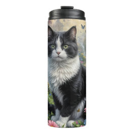 Kätzchen im Blumengarten Thermosbecher