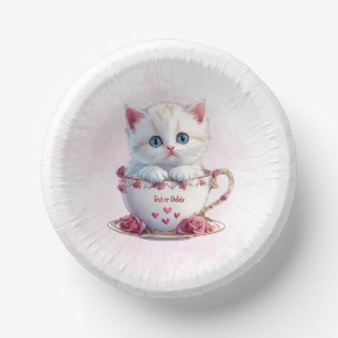 Kätzchen im Cup Pink Blume Papierschale Pappteller