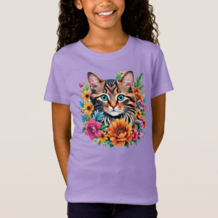 Kätzchen im farbenfrohen Blumenkranz T-Shirt