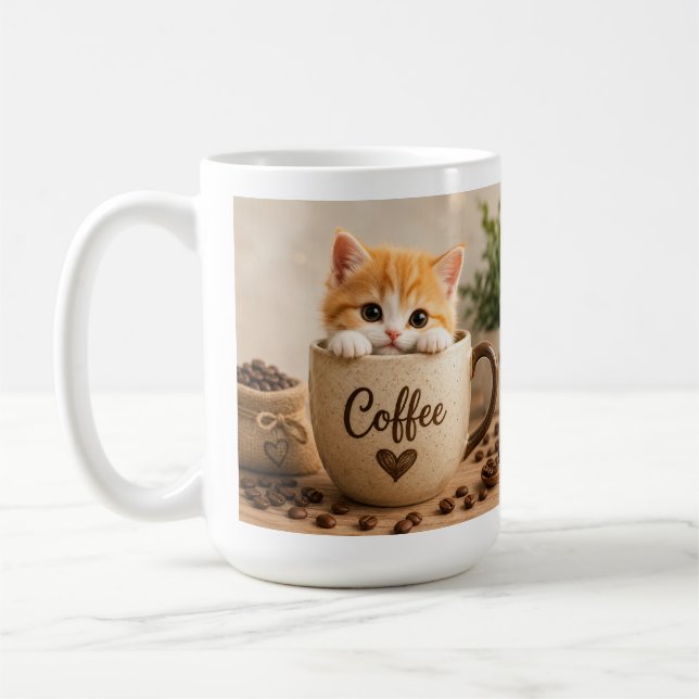 Kätzchen im Kaffeetassen-Anhänger Kaffeetasse (Links)