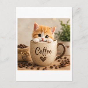 Kätzchen im Kaffeetassen-Anhänger Postkarte