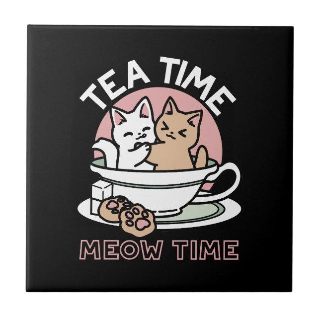 Kätzchen im Pokal knuddeln - Adorable Tea Time Fliese (Vorderseite)