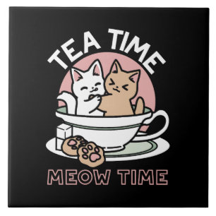 Kätzchen im Pokal knuddeln - Adorable Tea Time Fliese