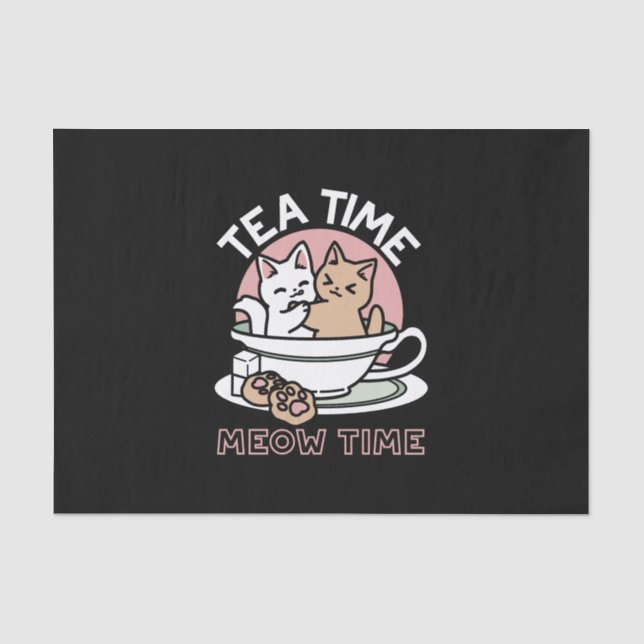 Kätzchen im Pokal knuddeln - Adorable Tea Time Seidenpapier (Vorderseite)