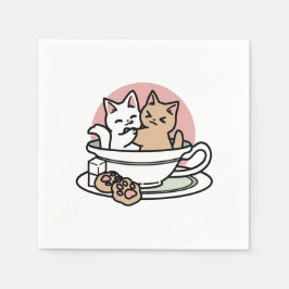 Kätzchen im Pokal knuddeln - Adorable Tea Time Serviette