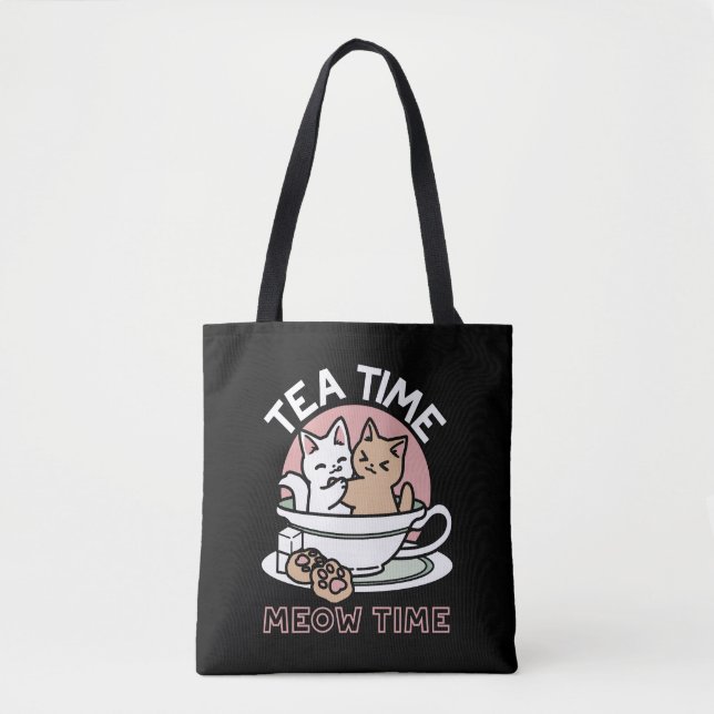 Kätzchen im Pokal knuddeln - Adorable Tea Time Tasche (Vorderseite)