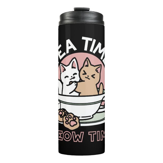 Kätzchen im Pokal knuddeln - Adorable Tea Time Thermosbecher (Vorderseite)