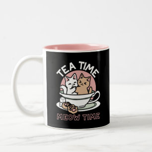 Kätzchen im Pokal knuddeln - Adorable Tea Time Zweifarbige Tasse
