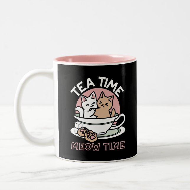 Kätzchen im Pokal knuddeln - Adorable Tea Time Zweifarbige Tasse (Links)