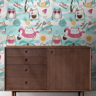 Kätzchen im Schlafzimmer des Sommerkids Tapete