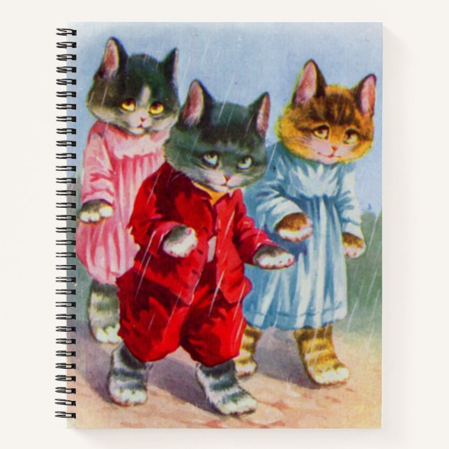 Kätzchen in den 30er Jahren im Regen angezogen Notizbuch (Vorderseite)