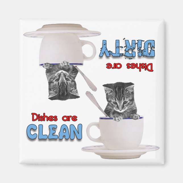 Kätzchen in einem Cup Katzenliebhaber Geschirrspül Magnet (Vorne)