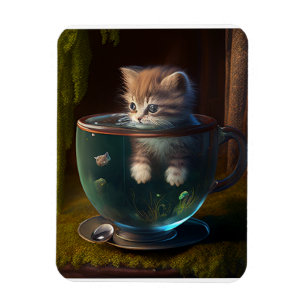 Kätzchen in einem flexiblen Teacup Magnet