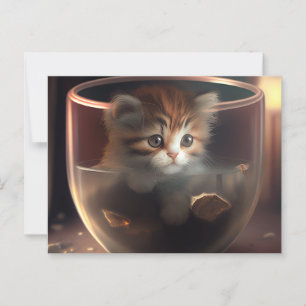 Kätzchen in einem transparenten Teacup - Katzenpos Postkarte